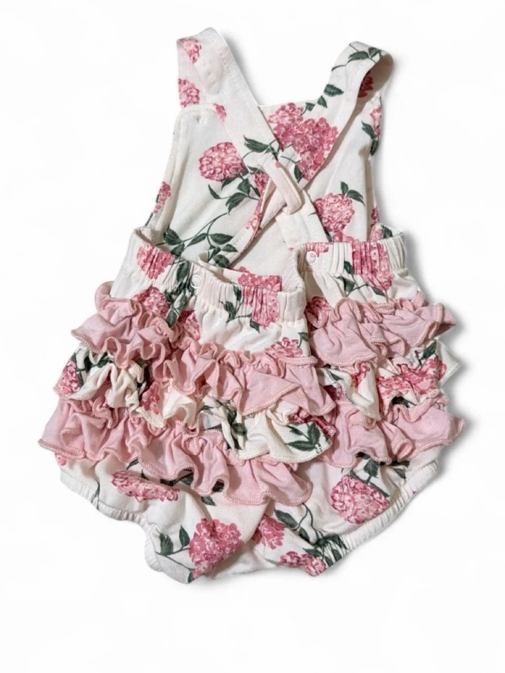 Milkberry Pink Floral Ruffle Baby Romper